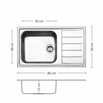Иноксова мивка Leks VENICE BB 86.1 TI 22 см