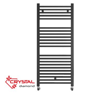 Водна лира за баня Crystal DIAMOND STRAIGHT BLACK MATT 669 W, черен мат, 1420×500 mm