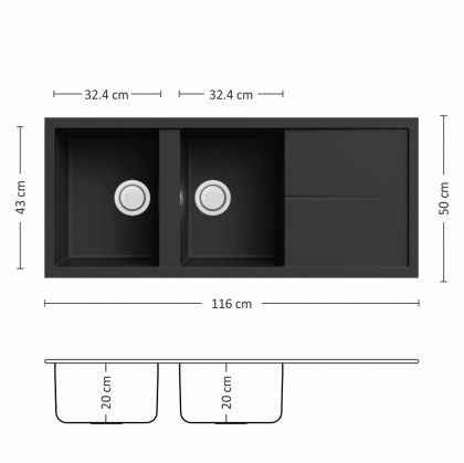 Композитна мивка Leks UNICO PLUS 116.2 SI