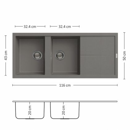 Композитна мивка Leks UNICO 116.2 SI