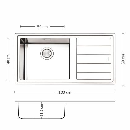 Иноксова мивка Leks MEGA BB 100.1 R/L TI 