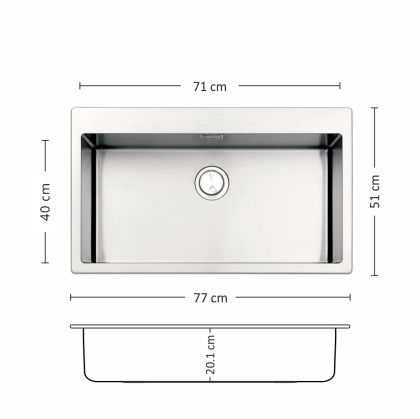 Иноксова мивка Leks MEGA 770 FI