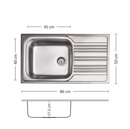 Иноксова мивка Leks BOWL BB 86.1 SI