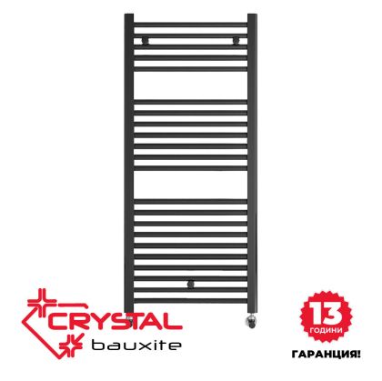 Алуминиева водна лира за баня Crystal BAUXITE, черен мат, 1034 W, 500×1400 mm