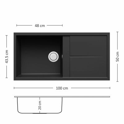 Композитна мивка Leks UNICO PLUS BB 100.1 SI