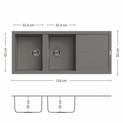 Композитна мивка Leks UNICO 116.2 SI