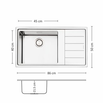 Иноксова мивка Leks MEGA BB 86.1 R/L TI