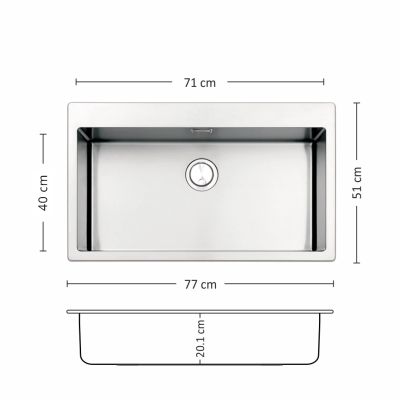 Иноксова мивка Leks MEGA 770 FI
