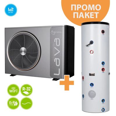 Промо пакет: Термопомпа въздух-вода, моноблок Crystal LAVA 6 kW + Бойлер от неръждаема стомана с вграден буферен съд Crystal Azurite 150/50